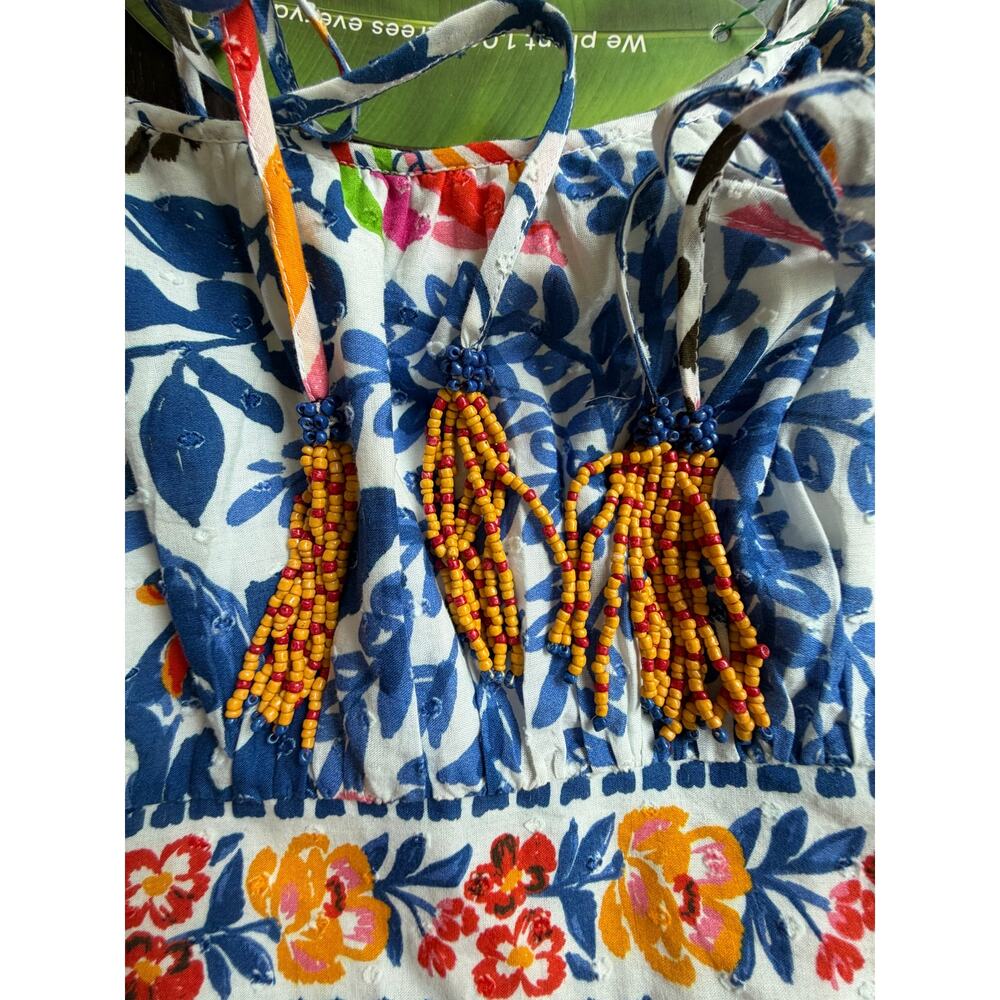 Farm Rio NEW Wild Brazil Mini Dress With Beaded Tassels, Medium - Picture 8 of 10